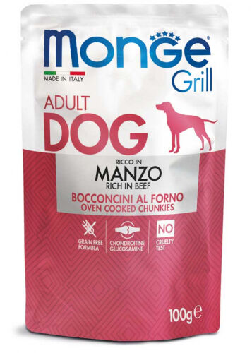 Monge Grill Bocconcini cotti al Forno 100g Manzo – Adult