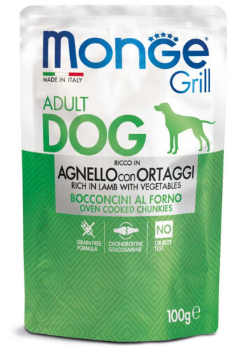 Monge Grill Bocconcini cotti al Forno 100g Agnello con Ortaggi – Adult
