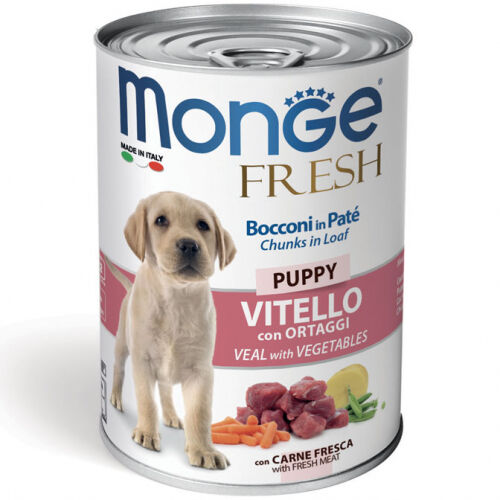 Monge Fresh Bocconi in Paté 400g Vitello con Ortaggi – Puppy