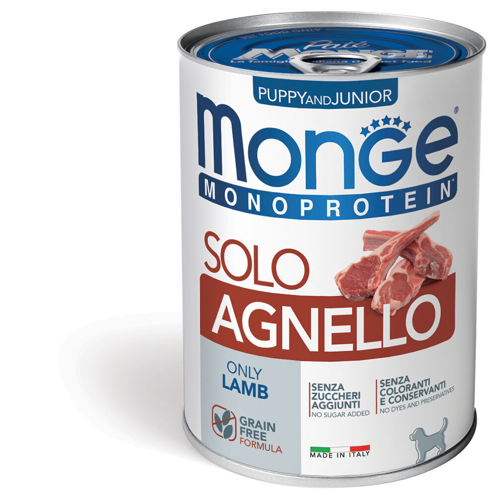 Monge Monoproteico Puppy 400g – Paté Monoproteico per Cuccioli Solo Agnello