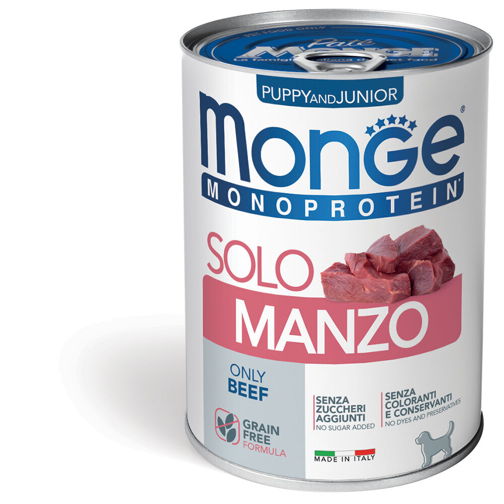 Monge Monoproteico Puppy 400g – Paté Monoproteico per Cuccioli Solo Manzo