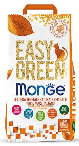 Monge Easy Green Lettiera Vegetale Agglomerante per Gatti 100% Mais 3,8 kg