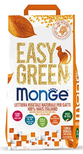 Monge Easy Green Lettiera Vegetale Agglomerante per Gatti 100% Mais 3,8 kg