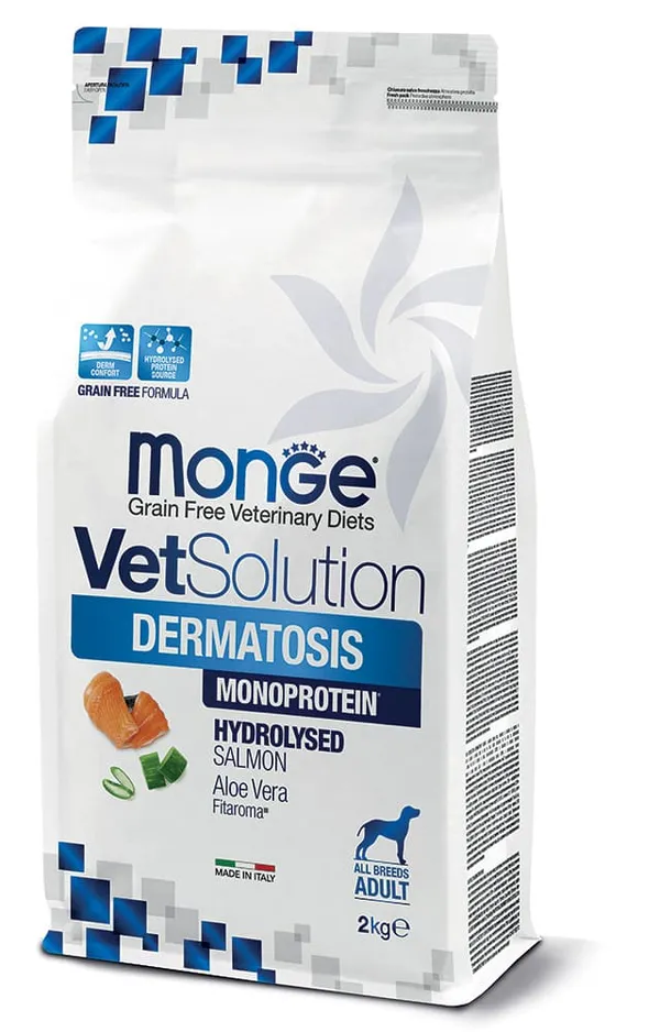 Monge VetSolution Dermatosis 2kg – Crocchette Dietetiche per Cani con Dermatosi e Perdita di Pelo