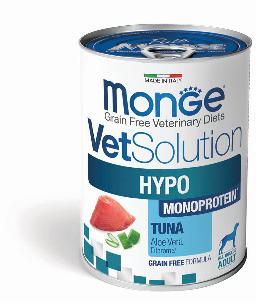 Monge VetSolution Hypo Monoprotein 400g – Umido Monoproteico Dietetico per Cani Adult Tonno