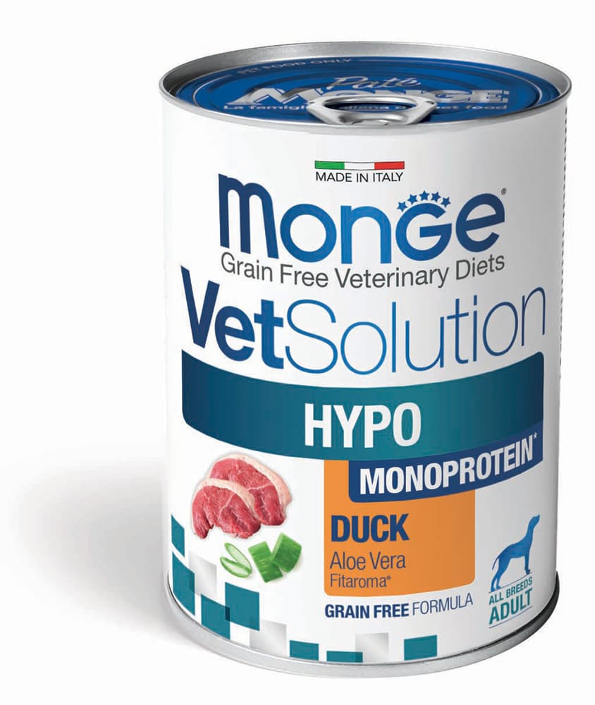 Monge VetSolution Hypo Monoprotein 400g – Umido Monoproteico Dietetico per Cani Anatra