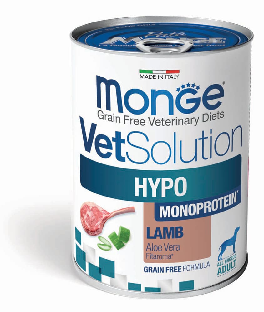 Monge VetSolution Hypo Monoprotein 400g – Umido Monoproteico Dietetico per Cani Agnello