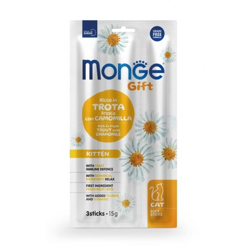 Monge Gift Soft Stick 15g Kitten con Trota e Camomilla