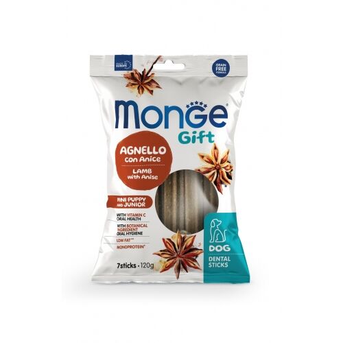 Monge Gift Puppy & Junior Mini Agnello con Anice Dental Sticks 120g