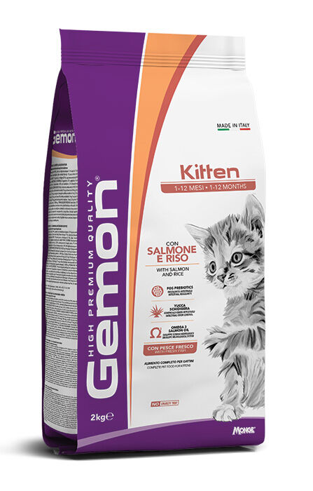 Gemon Kitten Crocchette per Gattini con Salmone e Riso 2kg – Alimento Completo per la Crescita
