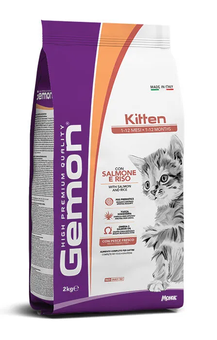 Gemon Kitten Crocchette per Gattini con Salmone e Riso 2kg – Alimento Completo per la Crescita