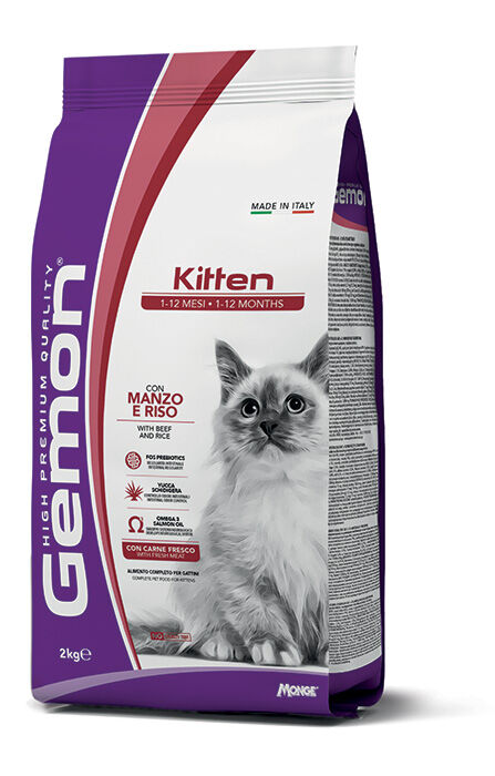 Gemon Kitten Crocchette per Gattini con Manzo e Riso 2 kg – Alimento Completo per la Crescita