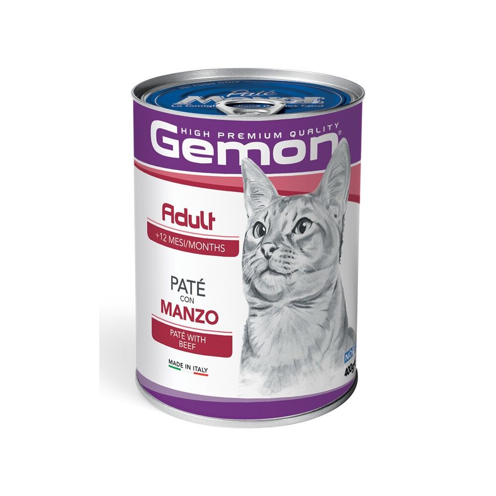 Gemon Adult Patè con Manzo per Gatti Adulti – Alimento Umido Completo 400g