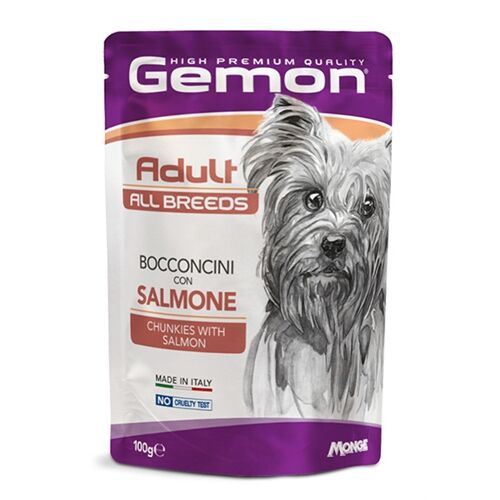 Gemon All Breeds Bocconcini in Salsa per Cani Adulti 100g – Alimento Umido Completo Salmone-Adult