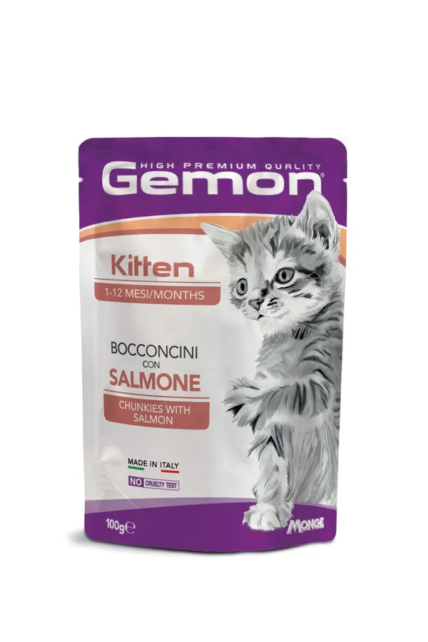 Gemon Bocconcini Alimento Umido per Gatti 100g – Bocconi in Salsa Completi e Gustosi