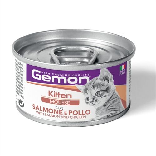Gemon Mousse Alimento Umido per Gatti 85g Salmone e Pollo-Kitten