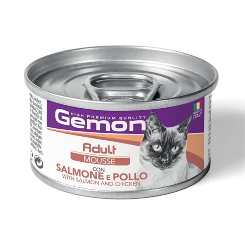 Gemon Mousse Alimento Umido per Gatti 85g Salmone e Pollo-Adult