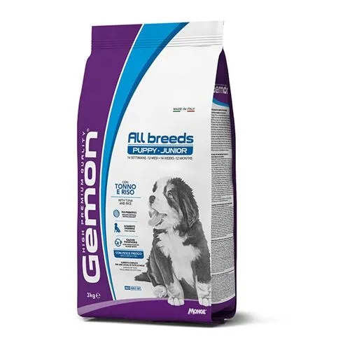 Gemon All Breeds Puppy & Junior Crocchette per Cuccioli di Cane con Tonno e Riso – Alimento Completo