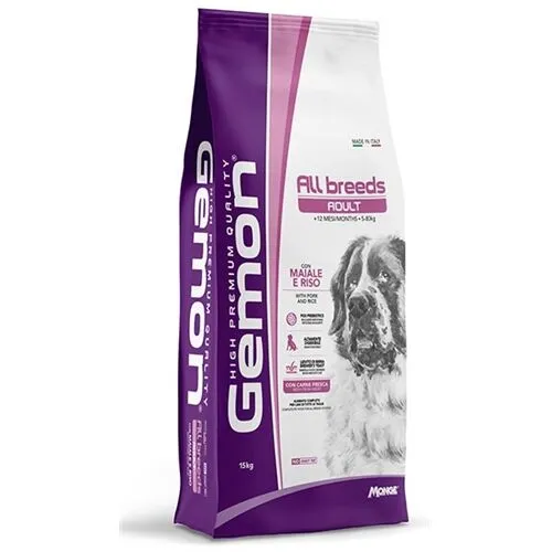 Gemon All Breeds Adult Crocchette per Cani Adulti di Tutte le Taglie con Maiale e Riso – Alimento Completo