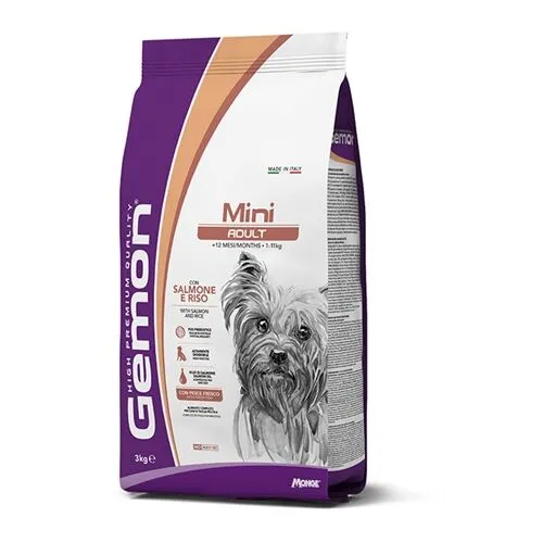 Gemon Mini Adult Crocchette per Cani Adulti di Taglia Piccola al Salmone e Riso 3kg