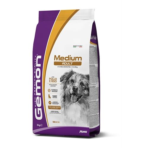Gemon Medium Adult Crocchette per Cani Adulti di Taglia Media con Pollo e Riso – Alimento Completo 15kg