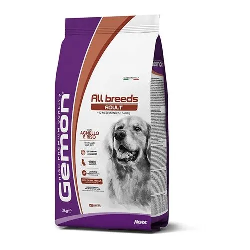 Gemon All Breeds Adult Crocchette per Cani Adulti di Tutte le Taglie con Agnello e Riso