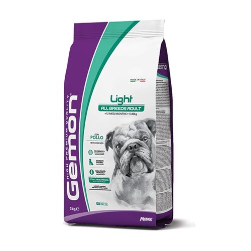 Gemon Light Adult Crocchette per Cani Adulti di Tutte le Taglie al Pollo 3kg