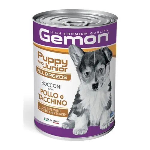 Gemon All Breeds Puppy & Junior Bocconi con Pollo e Tacchino per Cuccioli di Cane – Alimento Umido Completo