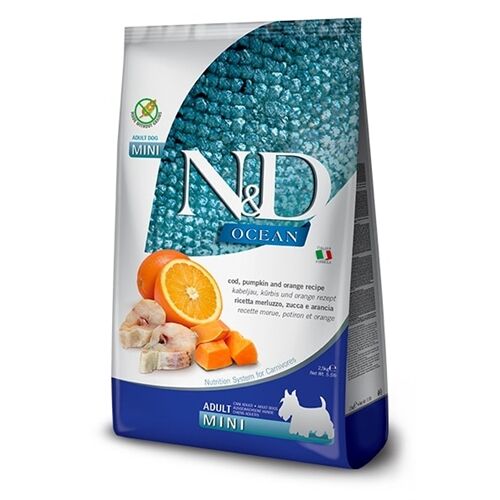 N&D Ocean Adult Mini Merluzzo, Zucca e Arancia 800g