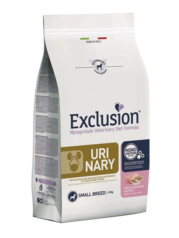 Exclusion Monoprotein Veterinary Diet Dog Urinary Small Maiale e Riso 2Kg – Crocchette Dietetiche Complete per Cani Adulti di Taglia Piccola con Disturbi delle Vie Urinarie