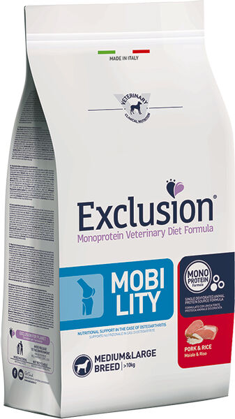 Exclusion Monoprotein Veterinary Diet Medium & Large Metabolic & Mobility Maiale e Fibre – Alimento Dietetico Completo per Cani Adulti di Taglia Media e Grande in Sovrappeso 12kg
