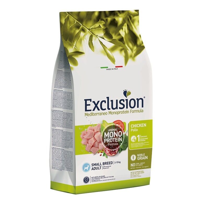 Exclusion Mediterraneo Monoprotein Small Breed Adult Pollo – Crocchette Complete per Cani Adulti di Taglia Piccola 7kg