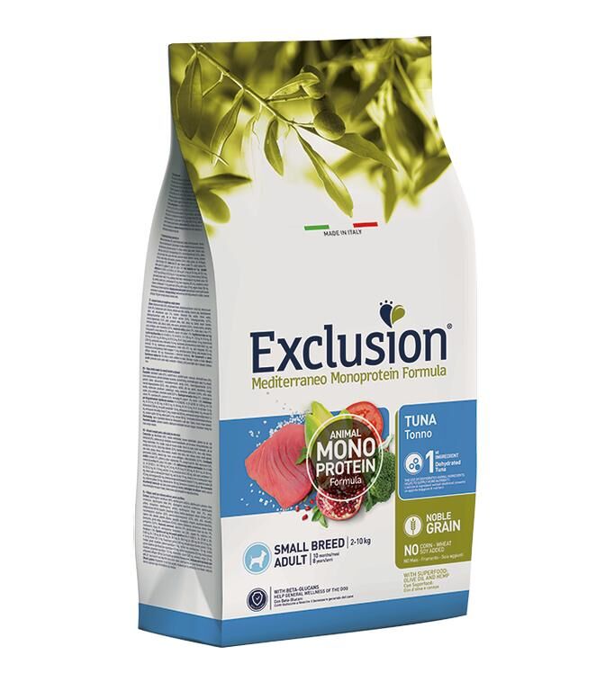 Exclusion Mediterraneo Monoprotein Small Breed Adult Tonno – Crocchette Complete per Cani Adulti di Taglia Piccola 7kg