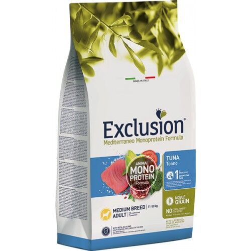 Exclusion Mediterraneo Monoprotein Medium Breed Adult Tonno – Crocchette Complete per Cani Adulti di Taglia Media 3kg
