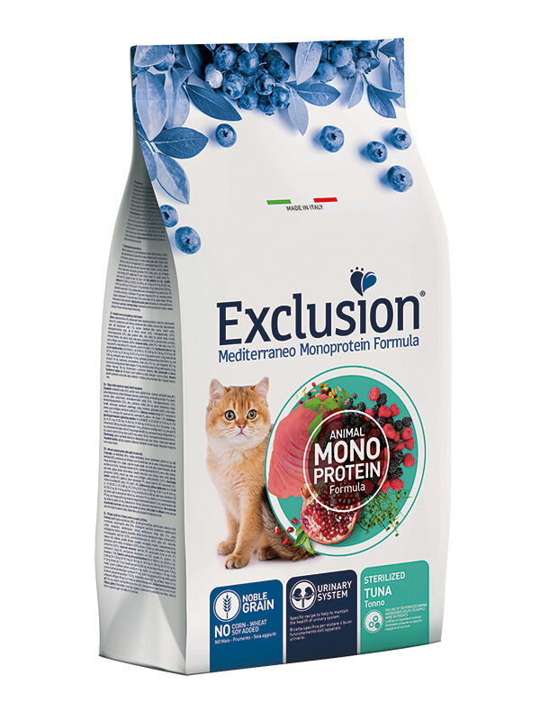 Exclusion Mediterraneo Monoprotein Adult Sterilised Tonno – Crocchette Complete per Gatti Adulti Sterilizzati 300g