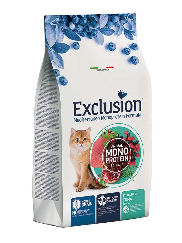 Exclusion Mediterraneo Monoprotein Adult Sterilised Tonno – Crocchette Complete per Gatti Adulti Sterilizzati