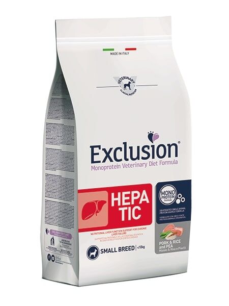 Exclusion Monoprotein Veterinary Diet Dog Hepatic Small Maiale, Riso e Piselli 2Kg – Crocchette Dietetiche Complete per Cani Adulti di Taglia Piccola con Insufficienza Epatica