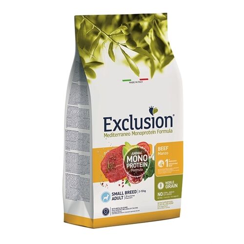 Exclusion Mediterraneo Monoprotein Small Breed Adult Manzo – Crocchette Complete per Cani Adulti di Taglia Piccola 7kg
