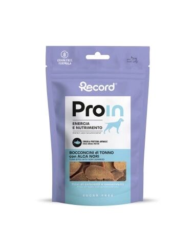 Record Snack Naturale ProIn Bocconcini di Tonno 75 g per Cani – Premio Morbido ad Alto Contenuto di Tonno