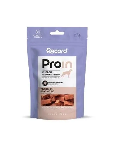 Record Snack Naturale ProIn Tagliolini di Agnello 75 g per Cani – Snack Morbido Ricco di Carne di Agnello