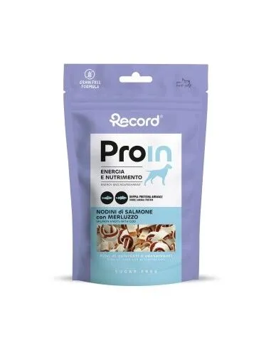 Record Snack Naturale ProIn Nodini di Salmone 75 g per Cani – Premio Morbido Ricco di Salmone