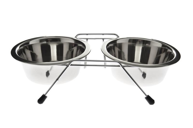Ciotola Doppia Inox con Supporto 0,89lt