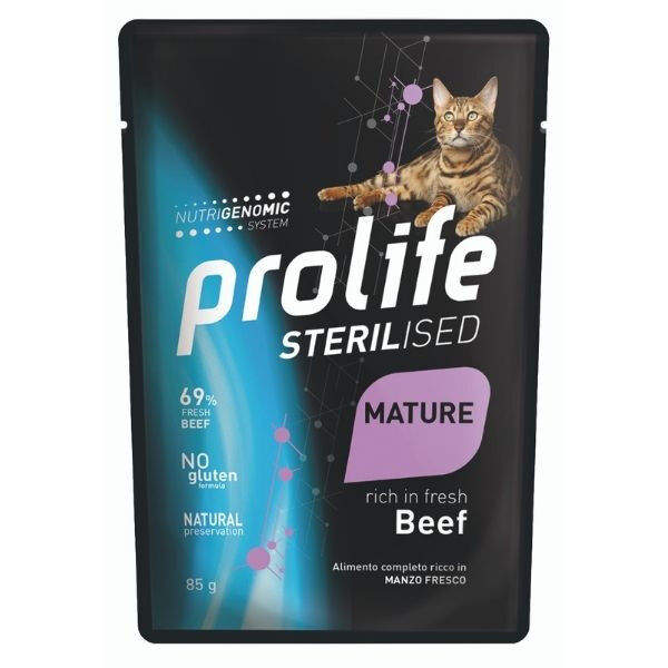 Prolife Sterilised Grain Free Adult 85g Mature Manzo