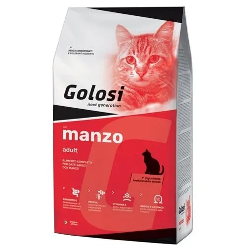 Golosi Cat Adult Manzo e Riso – Crocchette Complete per Gatti Adulti