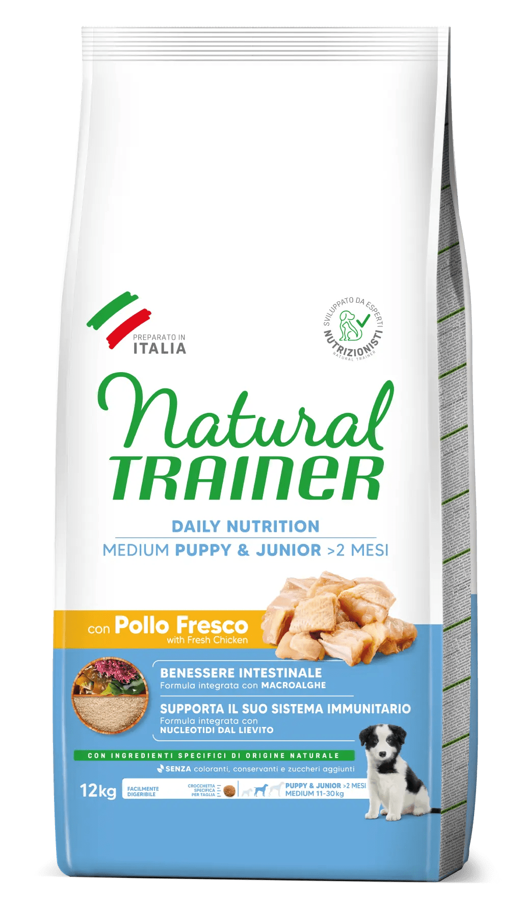 Natural Trainer Medium Puppy&Junior con Pollo Fresco 12kg
