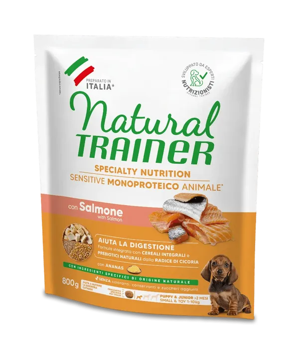 Trainer Sensitive Small&Toy Puppy&Junior No Gluten Salmone e Cereali Integrali