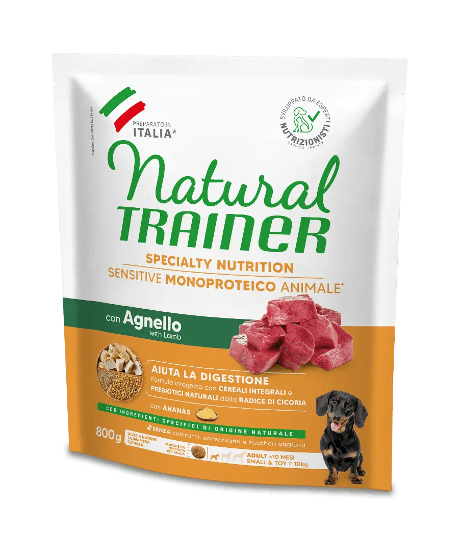 Trainer Sensitive Small&Toy Adult No Gluten con Agnello e Cereali Integrali 800g