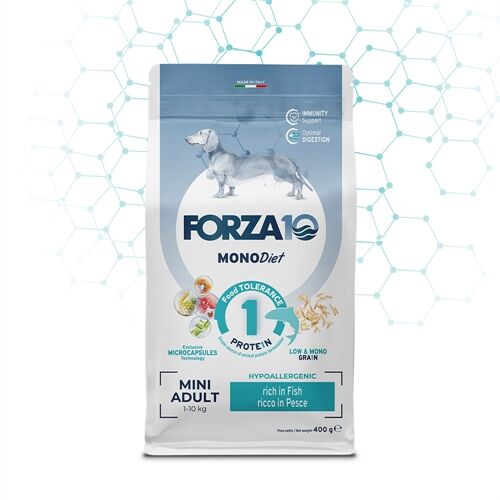 FORZA10 Mini Adult MonoDiet Pesce 1,5 kg – Crocchette Monoproteiche al Pesce per Cani Adulti di Piccola Taglia
