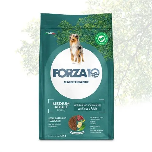 FORZA10 Adult Medium Cervo e Patate – Crocchette al Cervo per Cani Adulti di Taglia Media