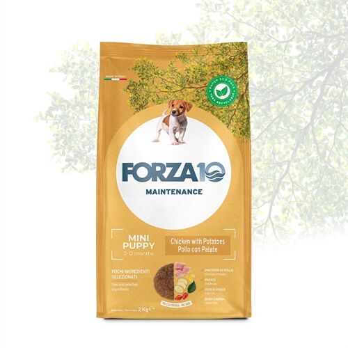FORZA10 Puppy Mini Pollo e Patate 2 kg – Crocchette per Cuccioli di Piccola Taglia con Pollo Biologico e Patate